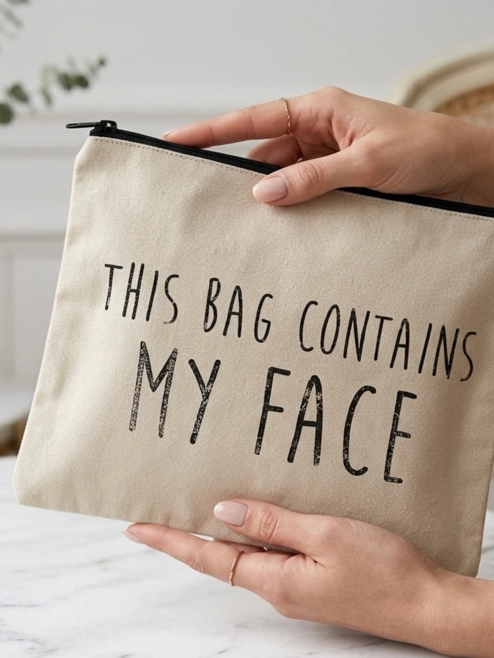 Backroad Textiles “This Bag Contains My Face” Makeup Zipper Travel Pouch